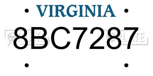 8BC7287 Virginia License Plate