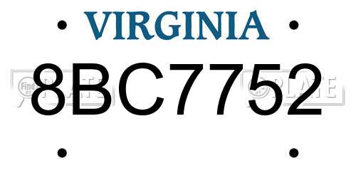 8BC7752 Virginia License Plate