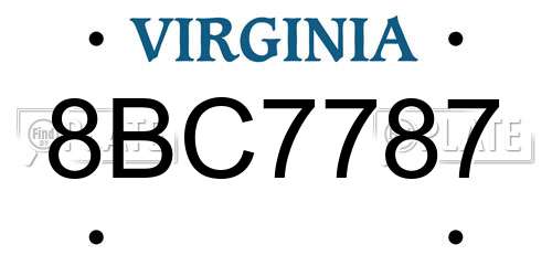 8BC7787 Virginia License Plate