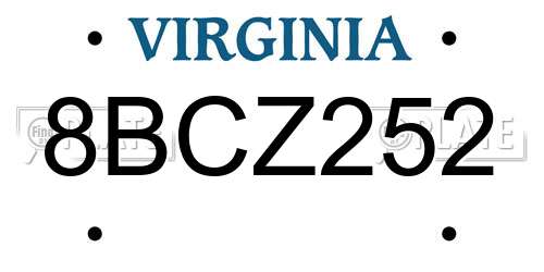 8BCZ252 Virginia License Plate