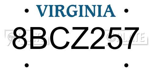 8BCZ257 Virginia License Plate