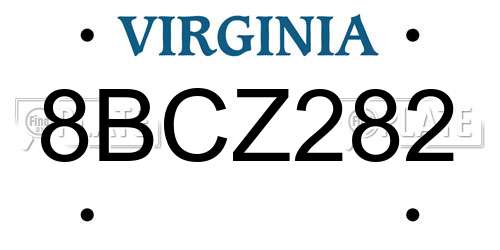 8BCZ282 Virginia License Plate