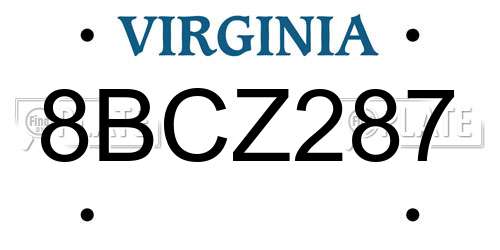8BCZ287 Virginia License Plate