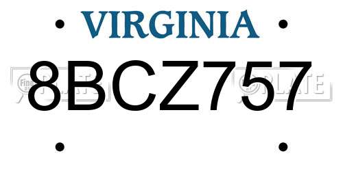 8BCZ757 Virginia License Plate