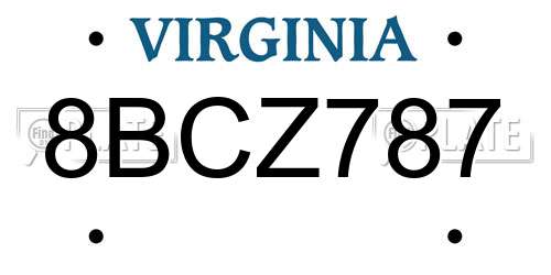 8BCZ787 Virginia License Plate