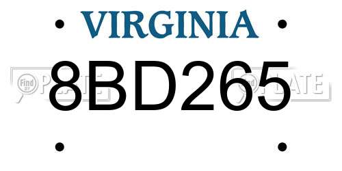 8BD265 Virginia License Plate