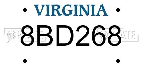 8BD268 Virginia License Plate