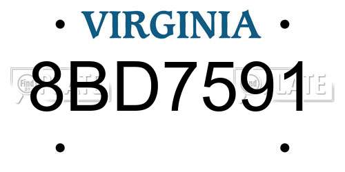 8BD7591 Virginia License Plate