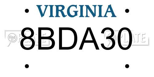 8BDA30 Virginia License Plate