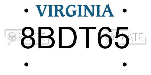8BDT65 Virginia License Plate
