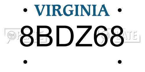 8BDZ68 Virginia License Plate