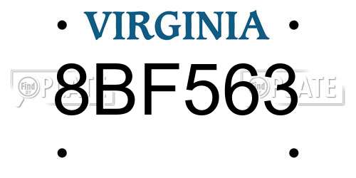 8BF563 Virginia License Plate