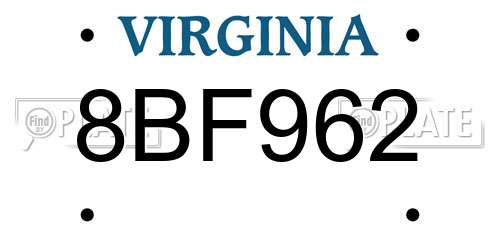 8BF962 Virginia License Plate