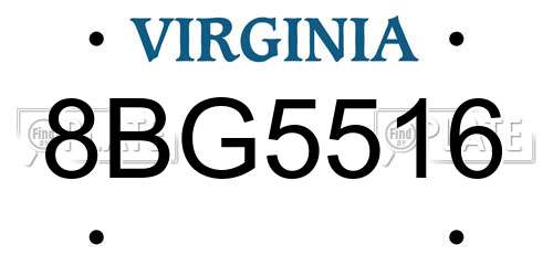 8BG5516 Virginia License Plate