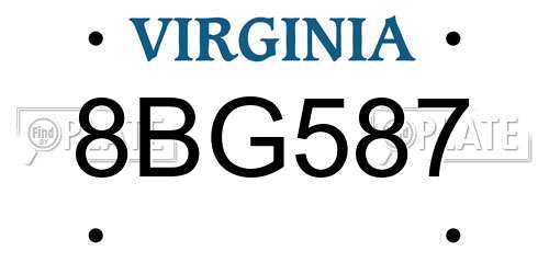 8BG587 Virginia License Plate