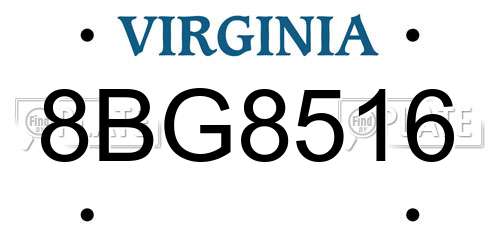 8BG8516 Virginia License Plate