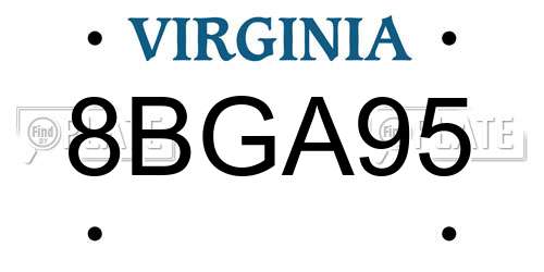8BGA95 Virginia License Plate