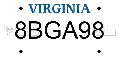 8BGA98 Virginia License Plate