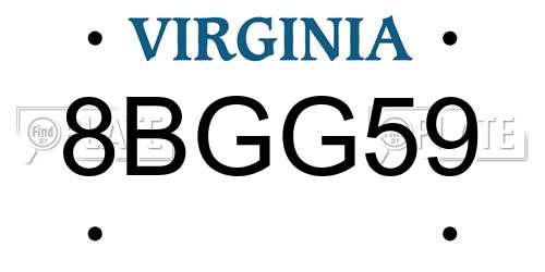 8BGG59 Virginia License Plate