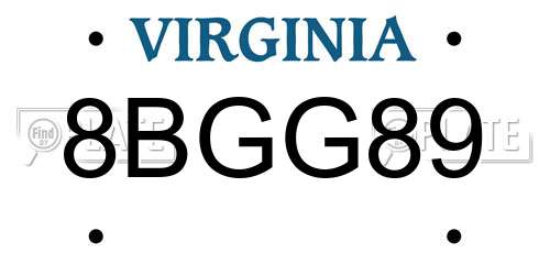 8BGG89 Virginia License Plate