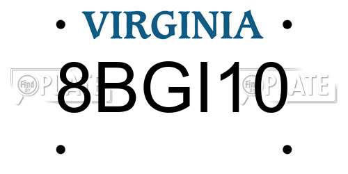 8BGI10 Virginia License Plate