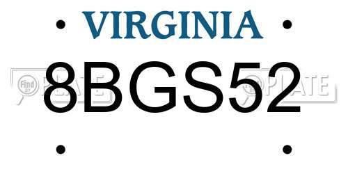 8BGS52 Virginia License Plate
