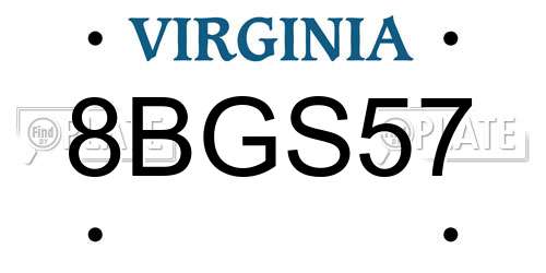 8BGS57 Virginia License Plate