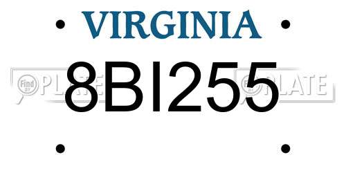 8BI255 Virginia License Plate