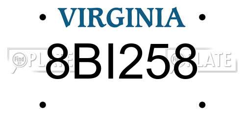 8BI258 Virginia License Plate