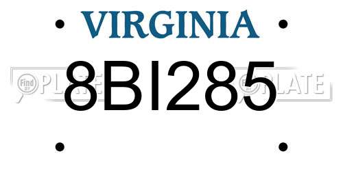 8BI285 Virginia License Plate