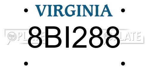 8BI288 Virginia License Plate
