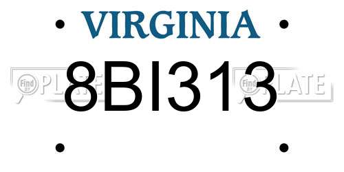 8BI313 Virginia License Plate