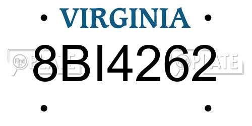8BI4262 Virginia License Plate