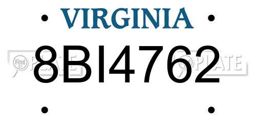8BI4762 Virginia License Plate