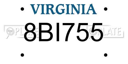8BI755 Virginia License Plate