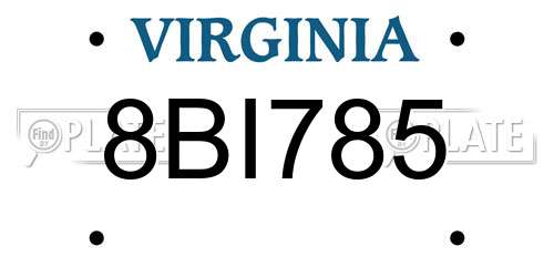 8BI785 Virginia License Plate