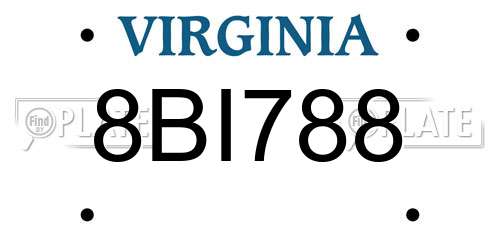 8BI788 Virginia License Plate
