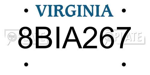 8BIA267 Virginia License Plate