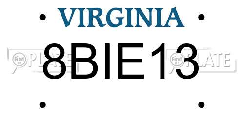 8BIE13 Virginia License Plate