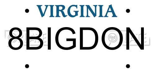 8BIGDON Virginia License Plate