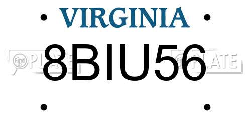 8BIU56 Virginia License Plate