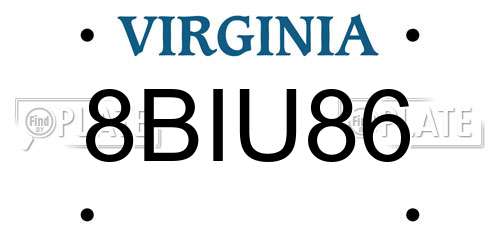 8BIU86 Virginia License Plate