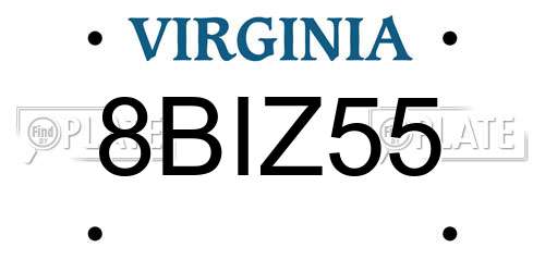 8BIZ55 Virginia License Plate