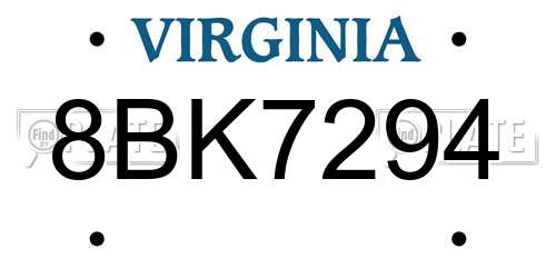 8BK7294 Virginia License Plate