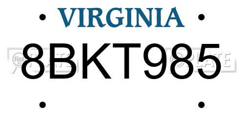 8BKT985 Virginia License Plate
