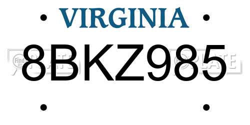 8BKZ985 Virginia License Plate