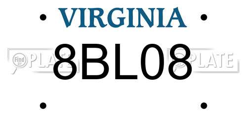 8BL08 Virginia License Plate