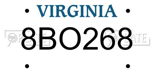8BO268 Virginia License Plate