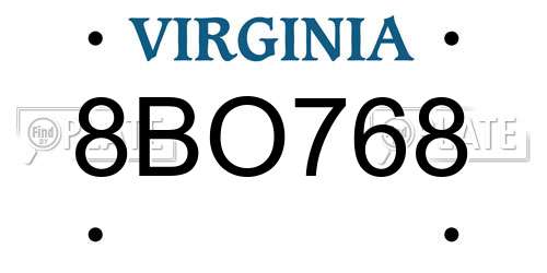 8BO768 Virginia License Plate