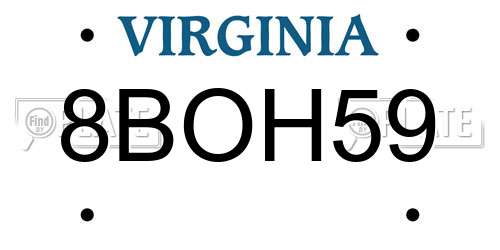 8BOH59 Virginia License Plate